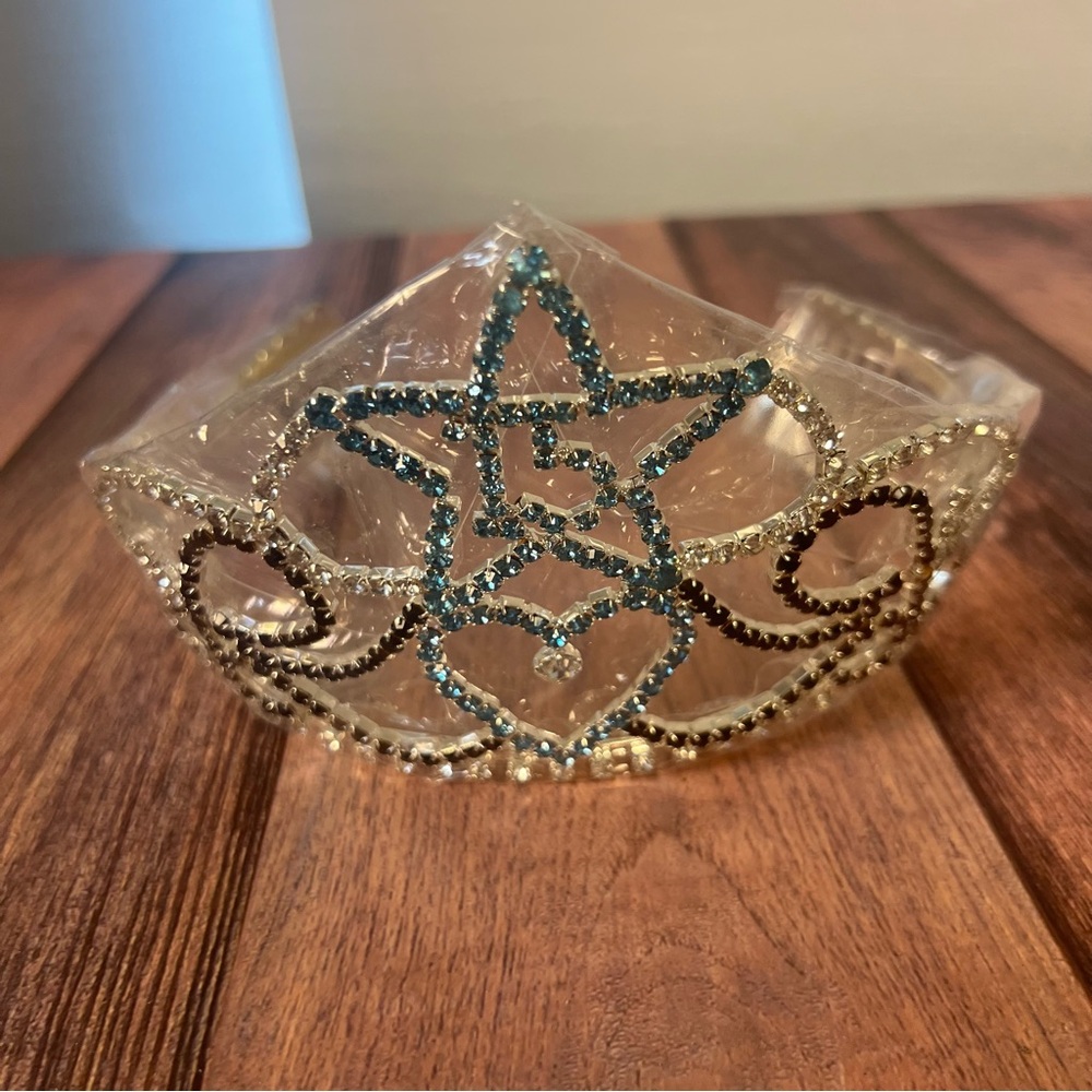 Quinceanera 15 Birthday Rhinestone Tiara Silver‎ Blue Star Black